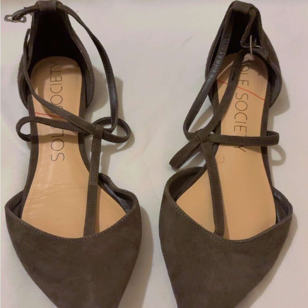 Sole Society Women's Taupe Strappy Flats